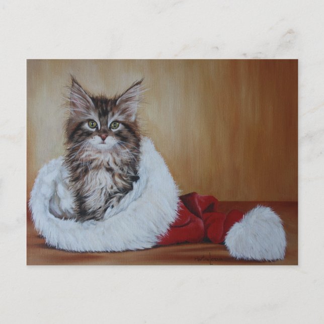 Postales de pintura de navidades Kitten (Anverso)