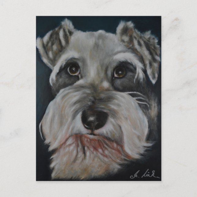 Postales de pintura Schnauzer (Anverso)
