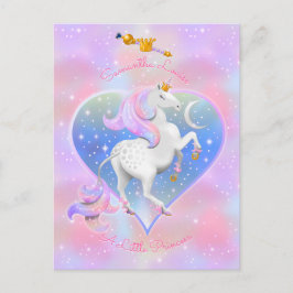 Postales de princesa de unicornio rosa personaliza