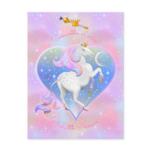 Postales de princesa de unicornio rosa personaliza