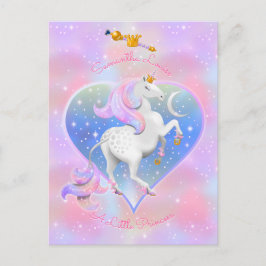 Postales de princesa de unicornio rosa personaliza