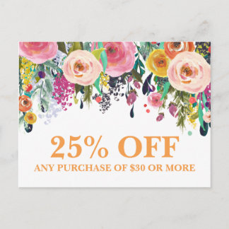 Postales de promociones de marketing de moda flori