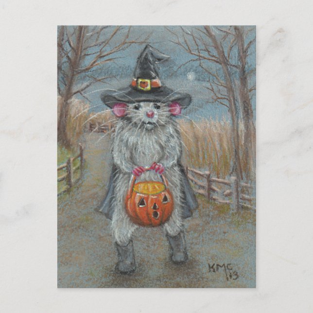 Postales de Rat in Witch Costume Halloween (Anverso)