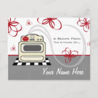 Postales de receta - Cocina Roja moderna retro Sto