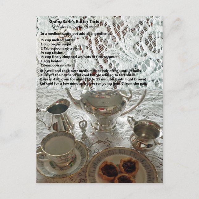 Postales de receta de mantas de mantequilla (Anverso)