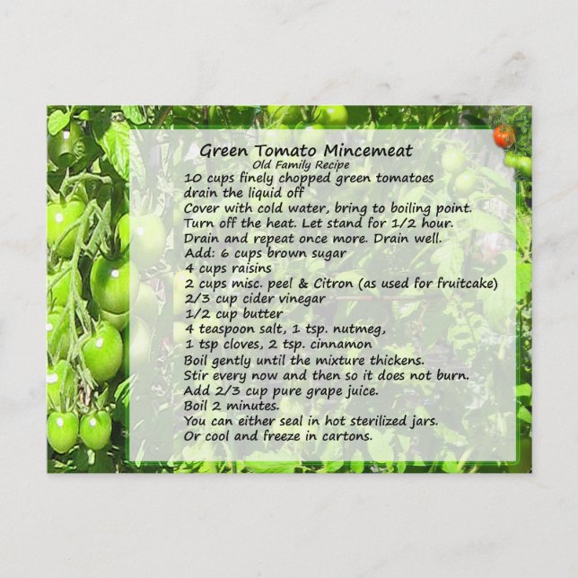 Postales de recetas de Mincemeat caseras (Anverso)