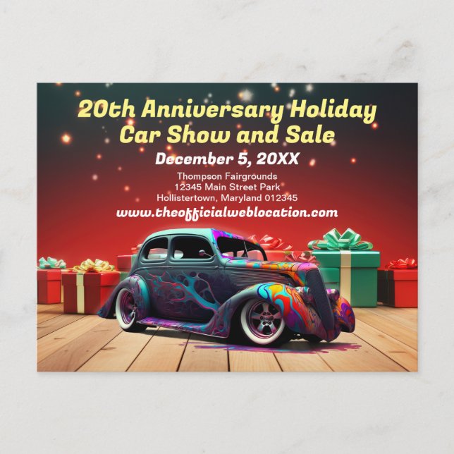 Postales de regalo de vacaciones de retro Hot Rod  (Anverso)