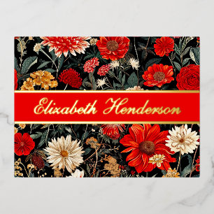 Postales de Relieve metalizado de estacionería flo