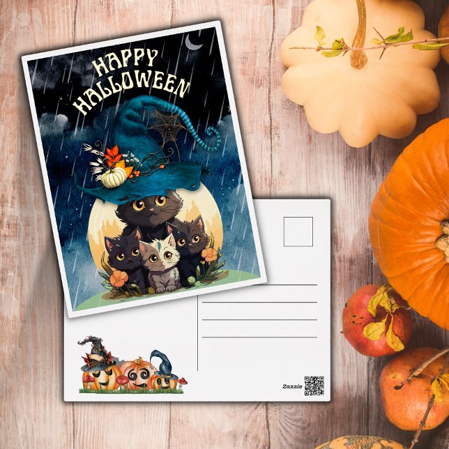 Postales de Relieve metalizado de gatos de Hallowe (Subido por el creador)