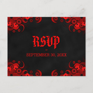 Postales de respuesta de Black Chalkboard Red Flor