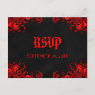 Postales de respuesta de Black Chalkboard Red Flor