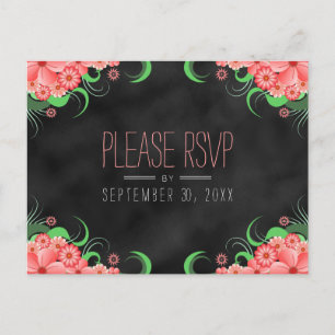 Postales de respuesta de RSVP de floral rosa de pi