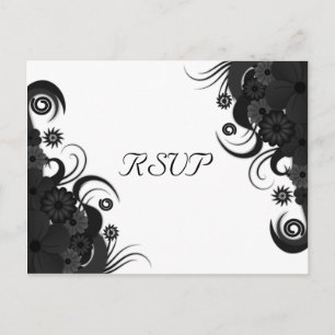 Postales de respuesta de RSVP gótica floral en bla