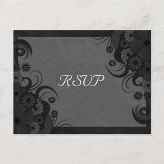 Postales de respuesta de RSVP gótica floral negra