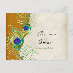 Postales de respuesta RSVP para Peacock Feathers