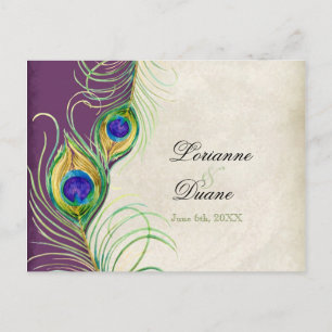 Postales de respuesta RSVP para Peacock Feathers