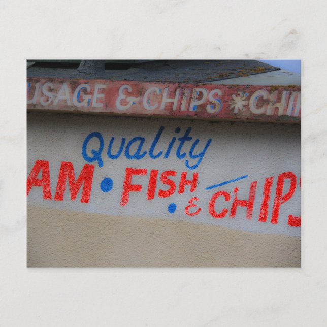 Postales de Rótulo de pescado y chile (Anverso)