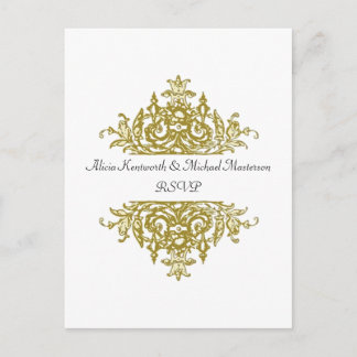 Postales de RSVP Barroco blanco y dorado