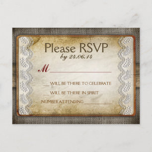 postales de rsvp bodas con problemas rústicos