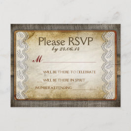 postales de rsvp bodas con problemas rústicos