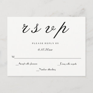 Postales de rsvp de boda elegante de escritura mod