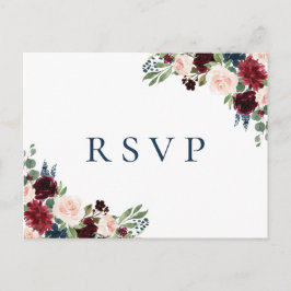 Postales de RSVP de boda floral de la Marina Rusa