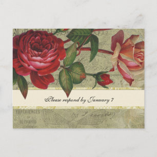 Postales de RSVP de estilo Rosa francés botánico
