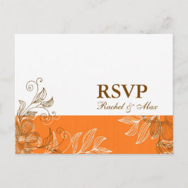 Postales de RSVP de Floral naranja y Marrón