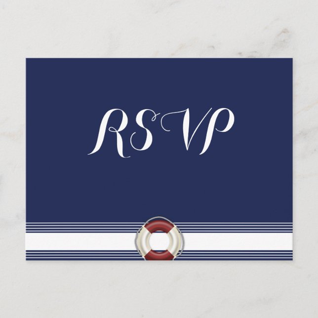 Postales de RSVP de la boda Náutica Azul personali (Anverso)