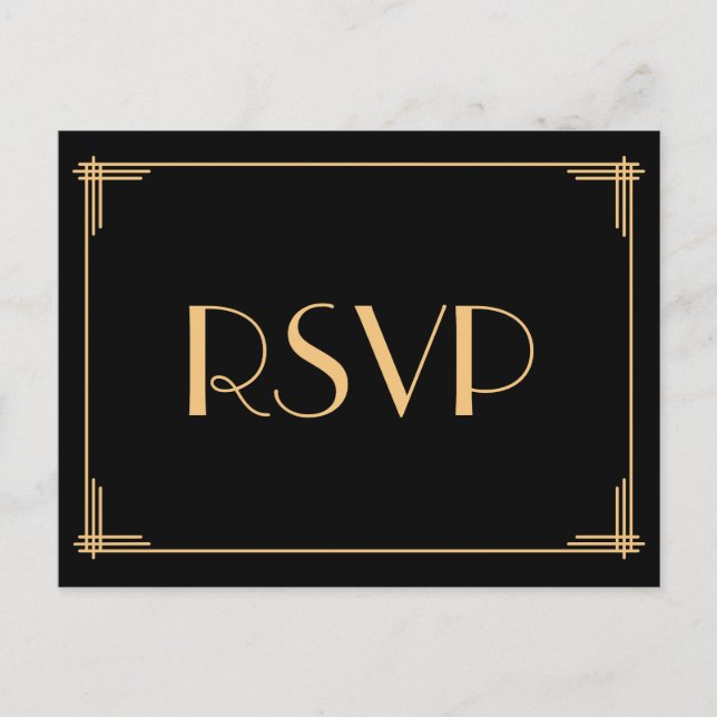 Postales de RSVP de la gran boda de gatsby Art Dec (Anverso)