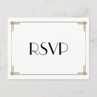 Postales de RSVP de la gran boda de gatsby en blan