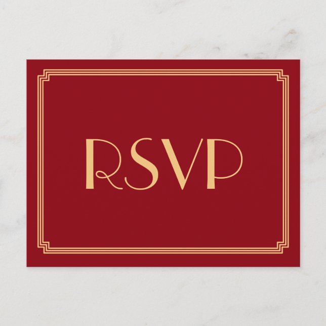 Postales de RSVP de la Gran Boda Roja del Art Deco (Anverso)