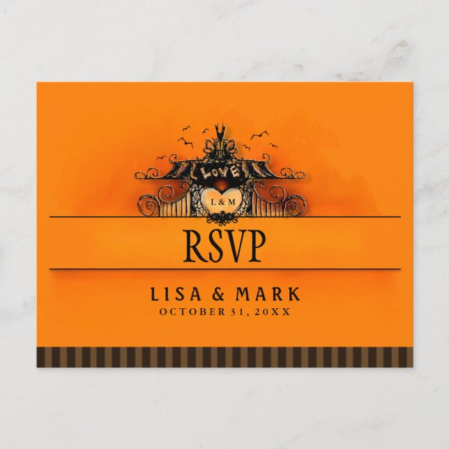 Postales de RSVP Halloween - Amor Naranja y Negro (Anverso)