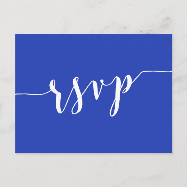 Postales de RSVP para la simple boda azul real (Anverso)