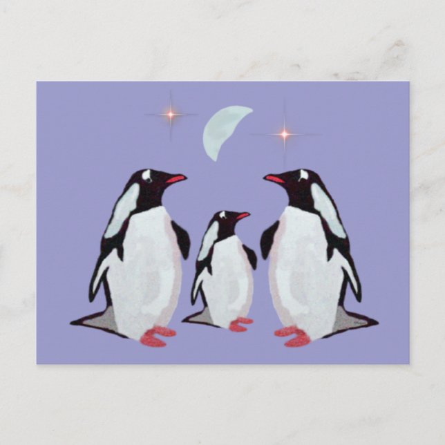 Postales de saludos pingüinos de Gentoo (Anverso)