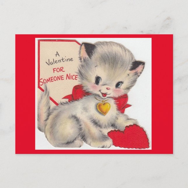 Postales de San Valentín de Gato Gatito Vintage (Anverso)