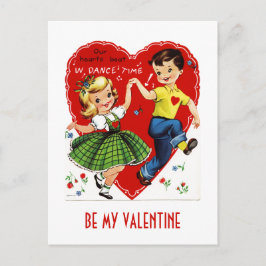 Postales de San Valentín para niños bailando retro