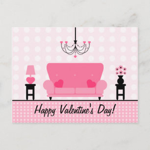 Postales de San Valentín - Sala de estar rosa