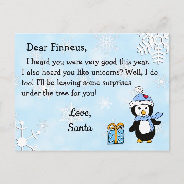 Postales de Santa Claus: Pingüino de vacaciones en (Anverso)