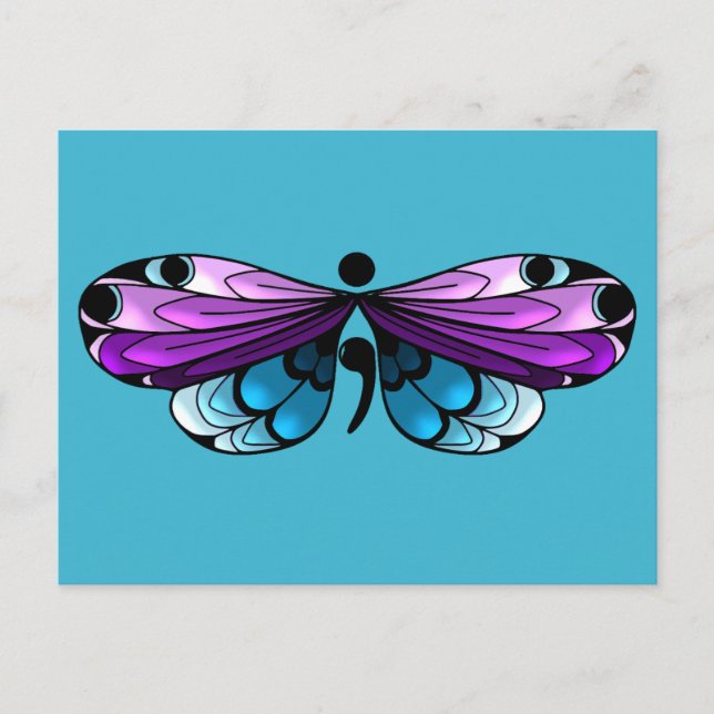 Postales de Semicoleo de Mariposa de Conciencia de (Anverso)