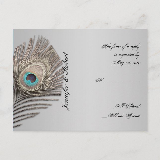 Postales de Silver Elegance Peacock RSVP (Anverso)