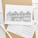 Postales de sketch de damas pintadas de San Franci<br><div class="desc">Una hermosa postal de sketch en blanco y negro con las casas de damas pintadas de San Francisco.</div>