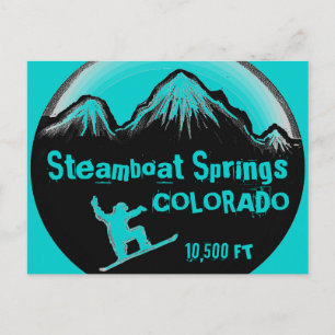 Postales de snowboard verde azulado de Steamboat S