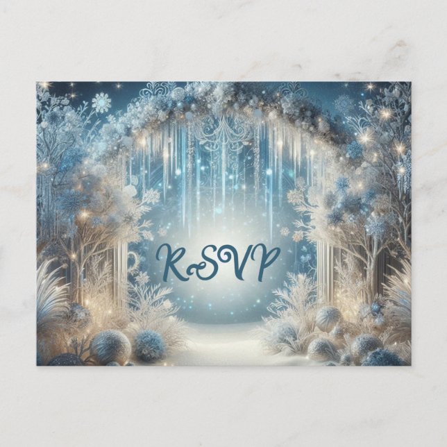 Postales de Snowy Forest Wedding RSVP (Anverso)