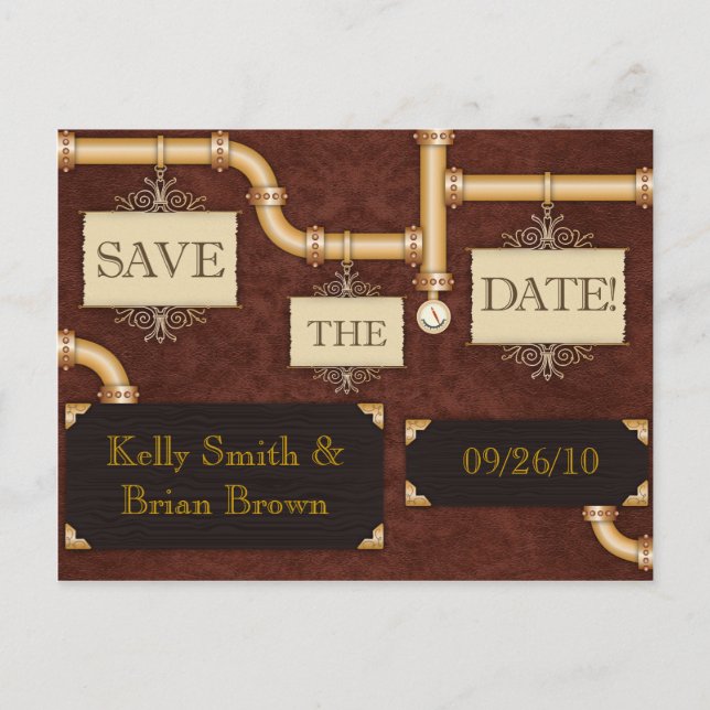 Postales de Steampunk Save-The Date (Anverso)