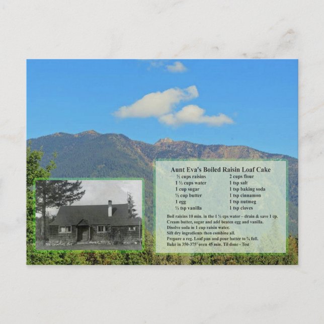 Postales de tarta de pan raisina hervida (Anverso)