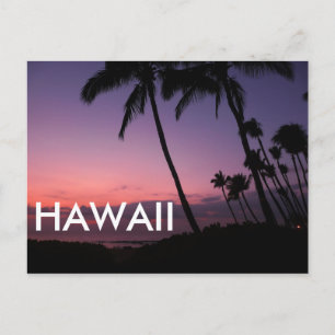 Postales de texto de Hawái con atardecer tropical
