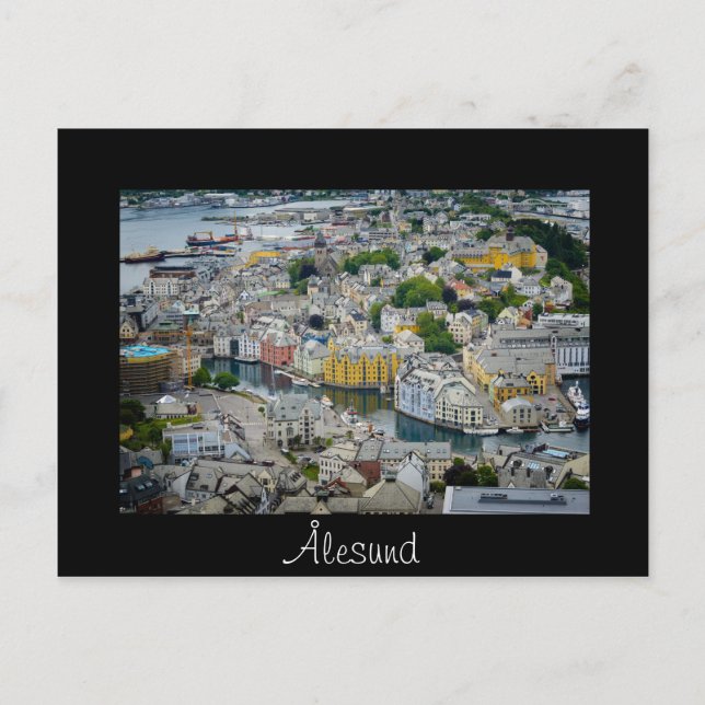 Postales de texto negro de Alesund en la ciudad de (Anverso)