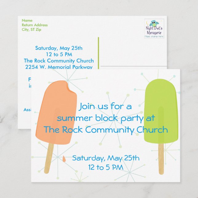 Postales de tratamientos de verano congelados (Anverso / Reverso)