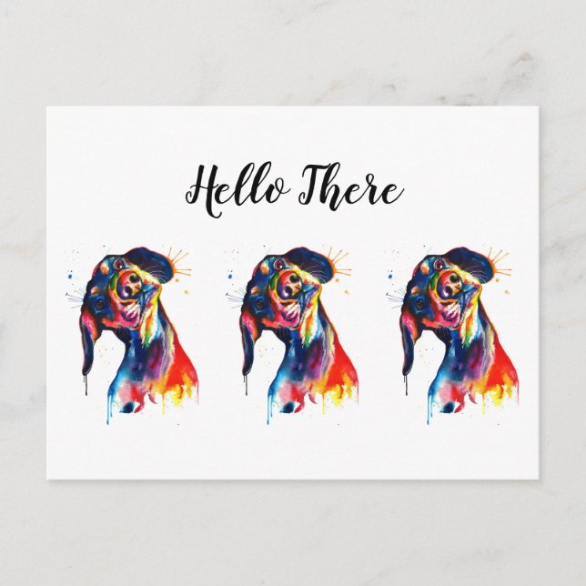 Postales de tres coloridos Dachshunds (Anverso)